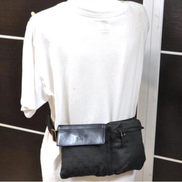 Black Leather Waist Bag